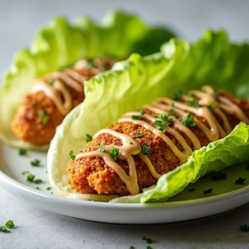 Crispy Chicken Lettuce Wraps with Creamy Peanut Dressing