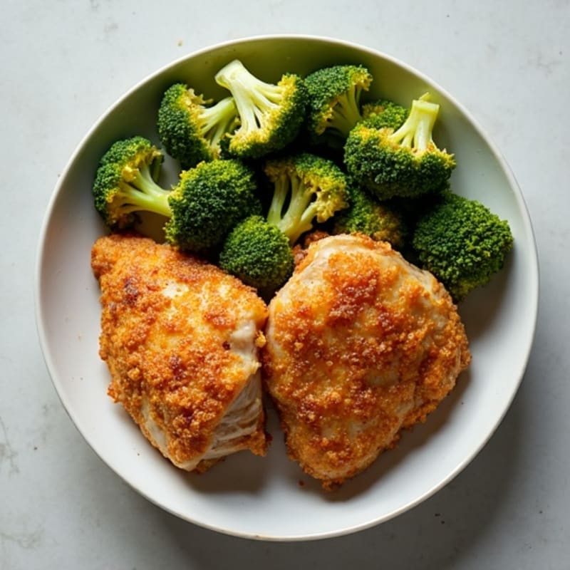 Crispy Baked Chicken Thighs with Roasted Broccoli