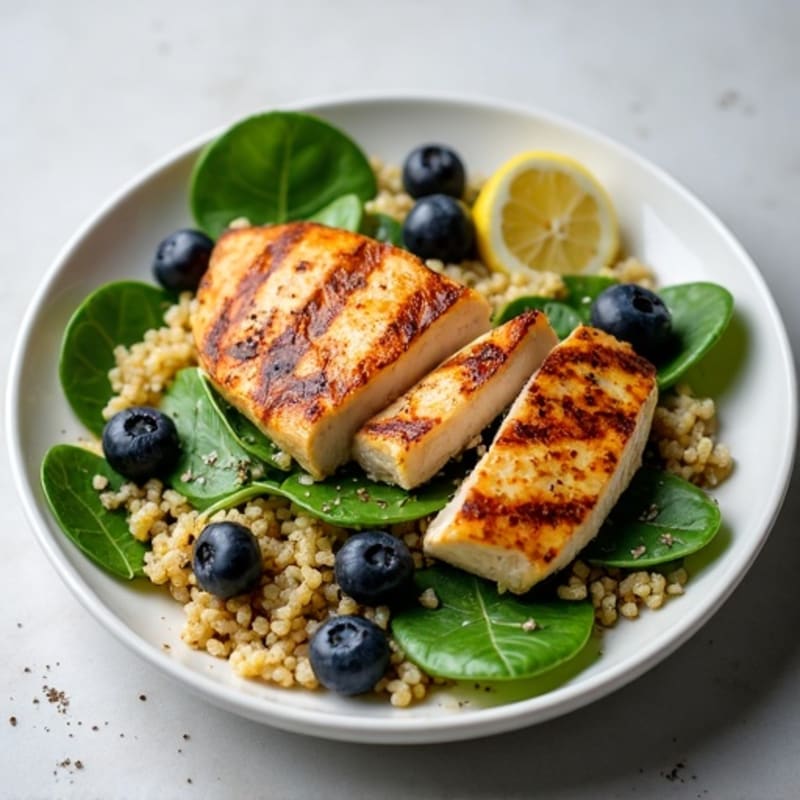 Grilled Chicken Breast with Spinach and Quinoa Salad