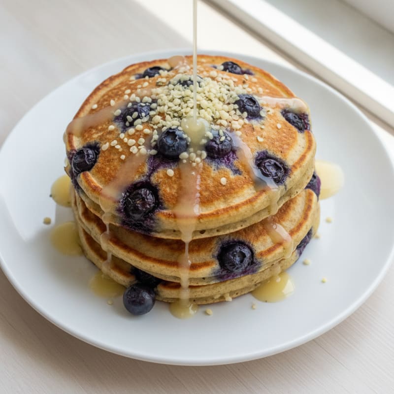 Fluffy Vegan Blueberry Protein Pancakes