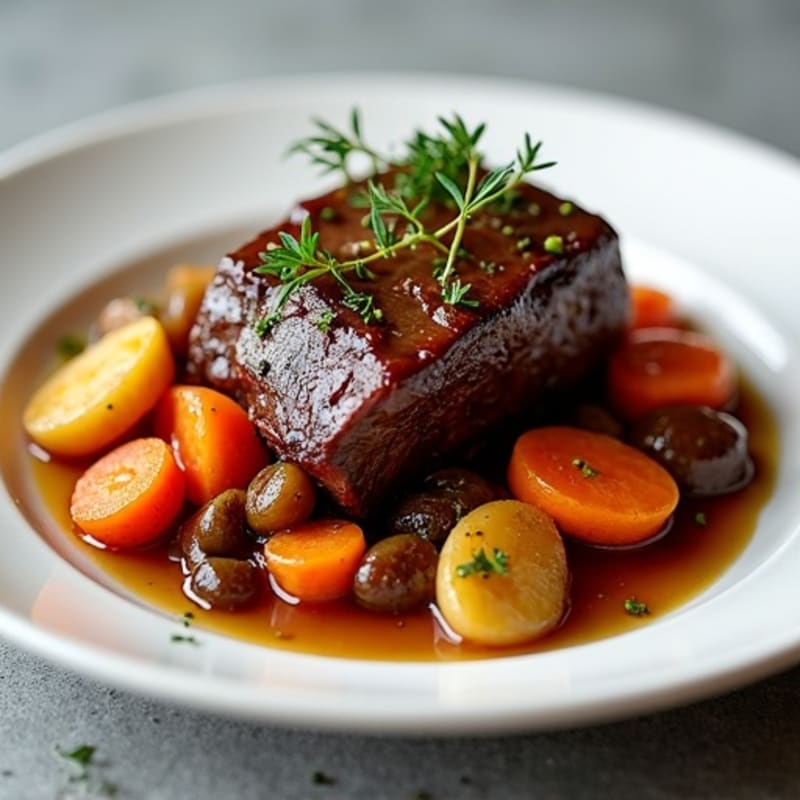 Tender Slow-Braised Short Ribs with Roasted Root Vegetables