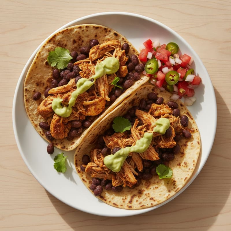 Shredded Chicken and Black Bean Tacos