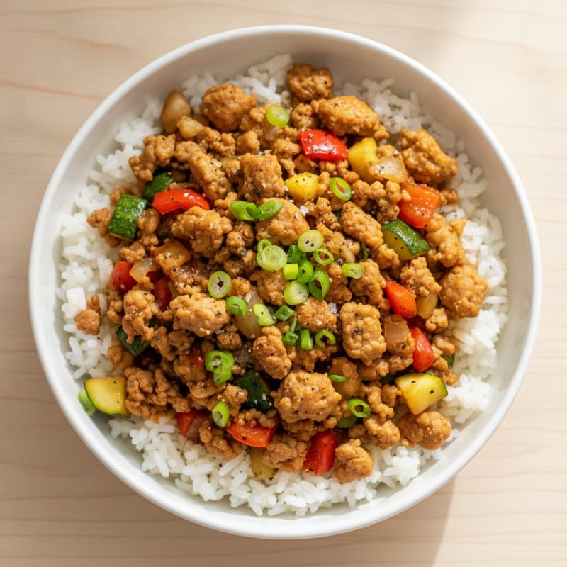 Ground Turkey and Vegetable Rice Bowl