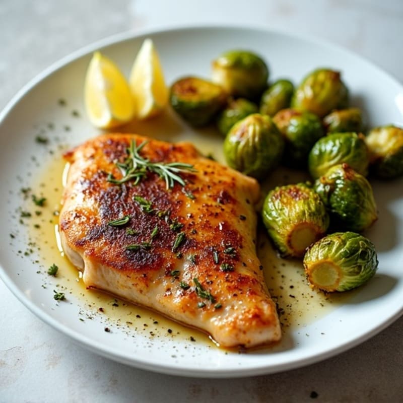 Sheet Pan Garlic Herb Roasted Chicken with Crispy Brussels Sprouts