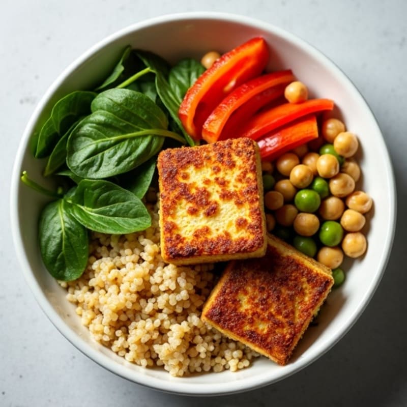 Crispy Pan-Seared Tofu with Quinoa Power Bowl