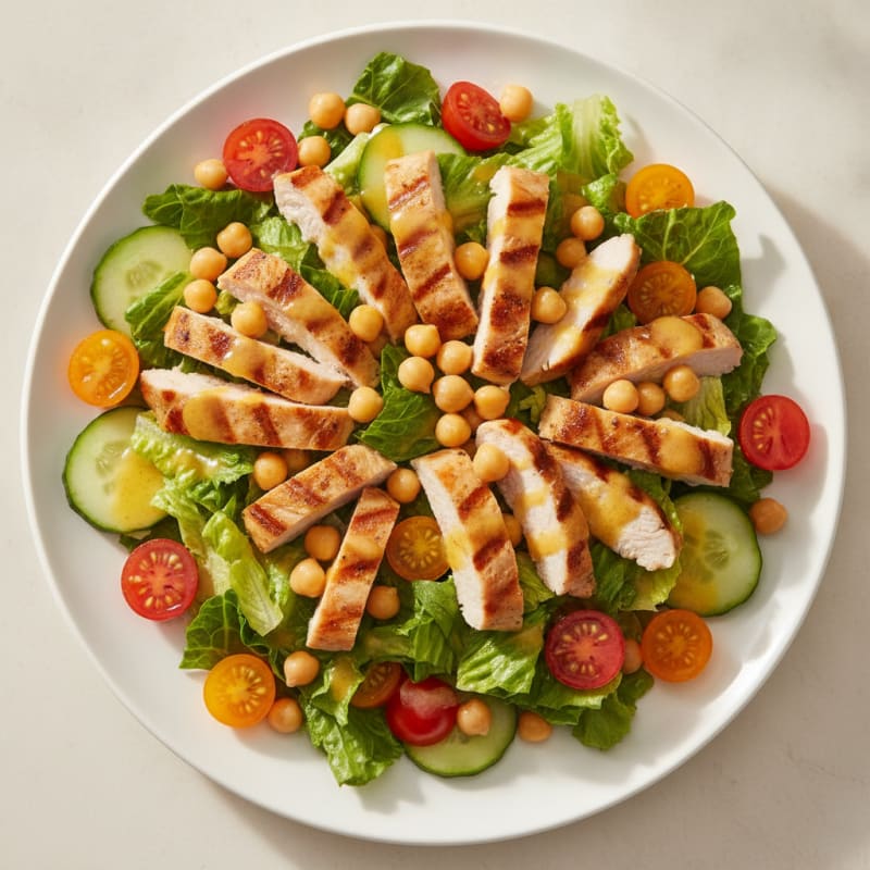 Grilled Turkey Breast Salad with Chickpeas and Crunchy Romaine
