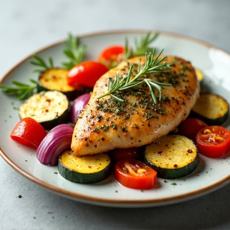 Herb-Crusted Pan Seared Chicken with Roasted Vegetables