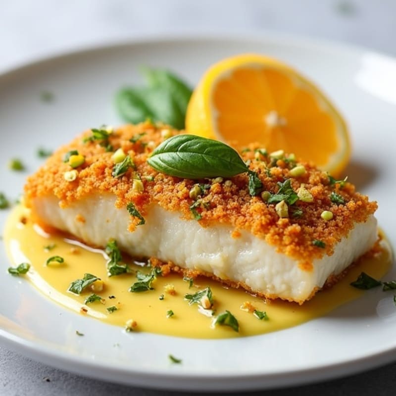 Crispy Pistachio-Crusted Cod with Citrus-Ginger Sauce