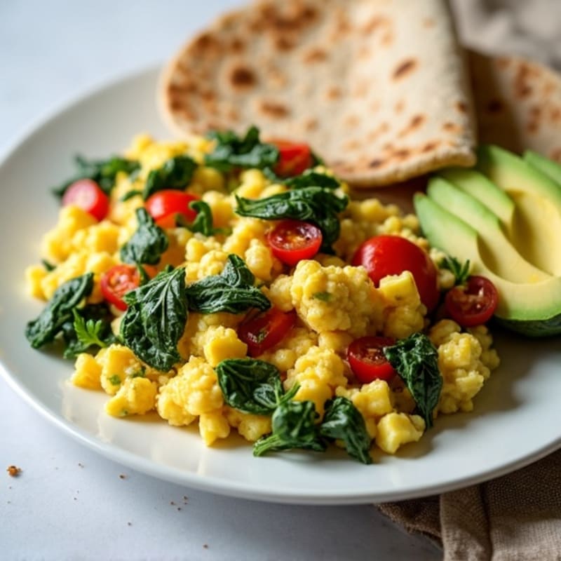 Spinach and Egg White Scramble with Turkey Sausage