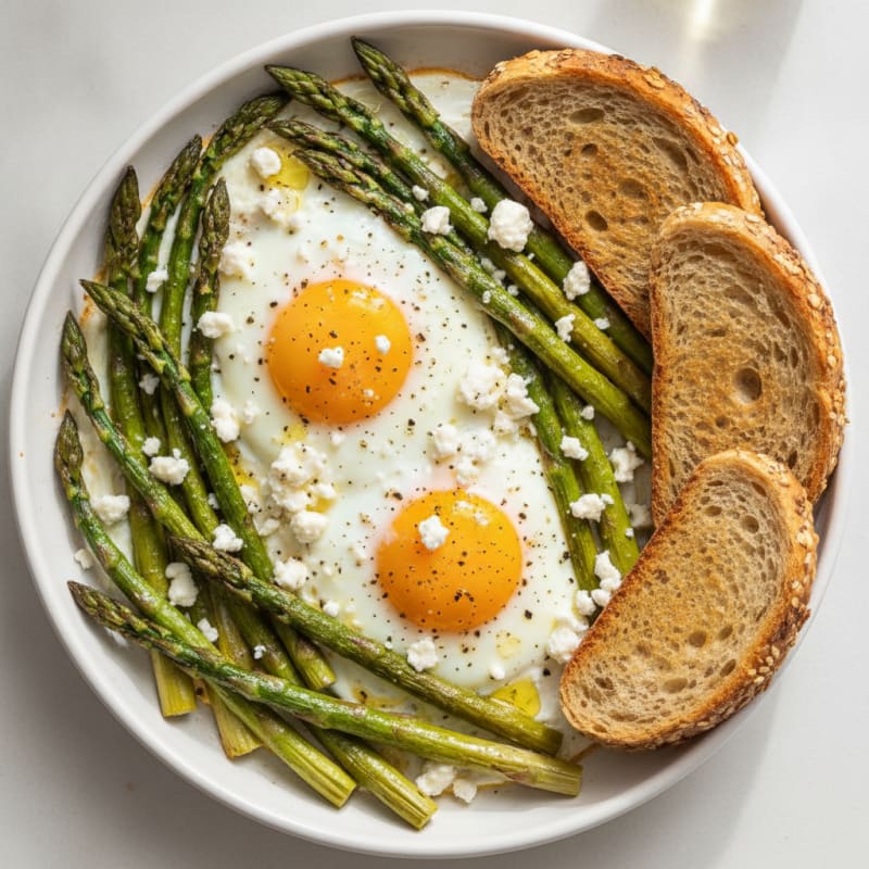 Baked Eggs with Roasted Asparagus