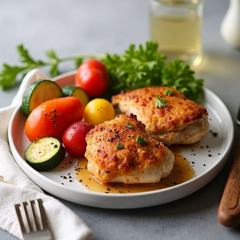 Crispy Baked Chicken Thighs with Roasted Vegetables
