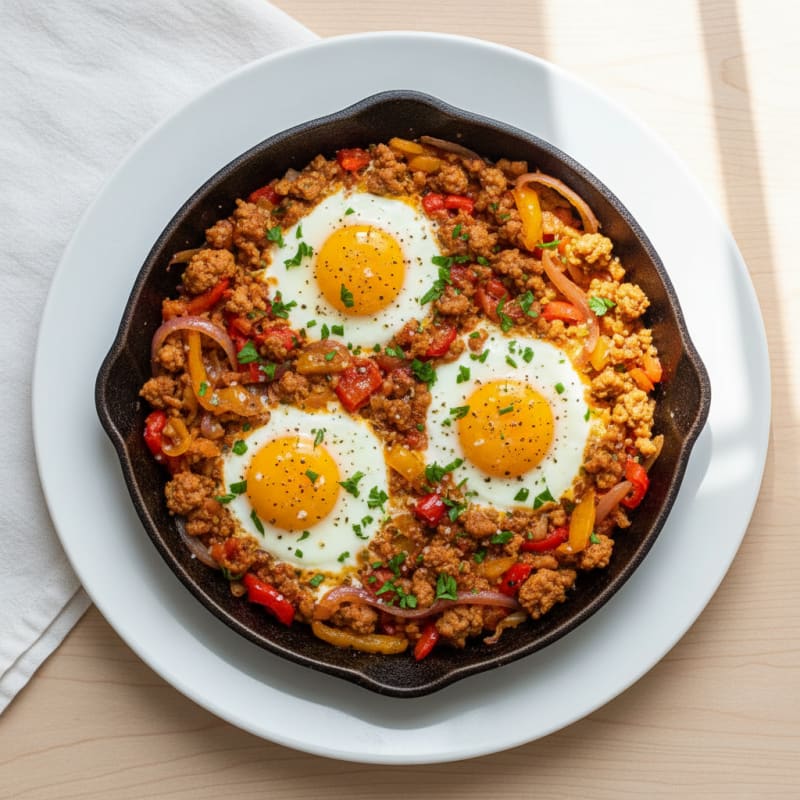 High-Protein Turkey and Pepper Breakfast Skillet