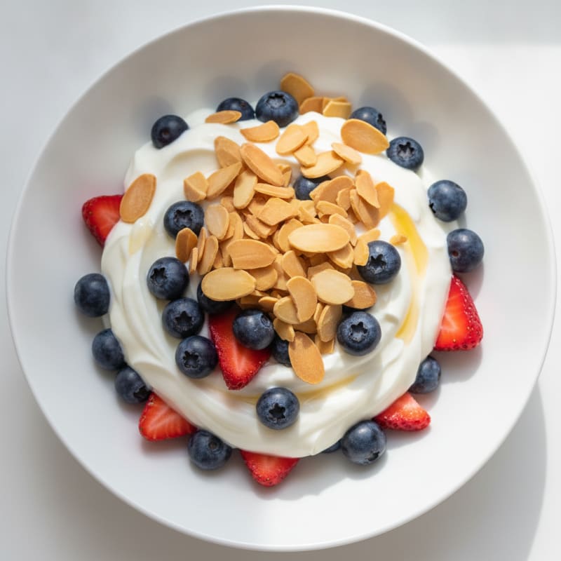 Greek Yogurt Protein Parfait with Berries and Almonds