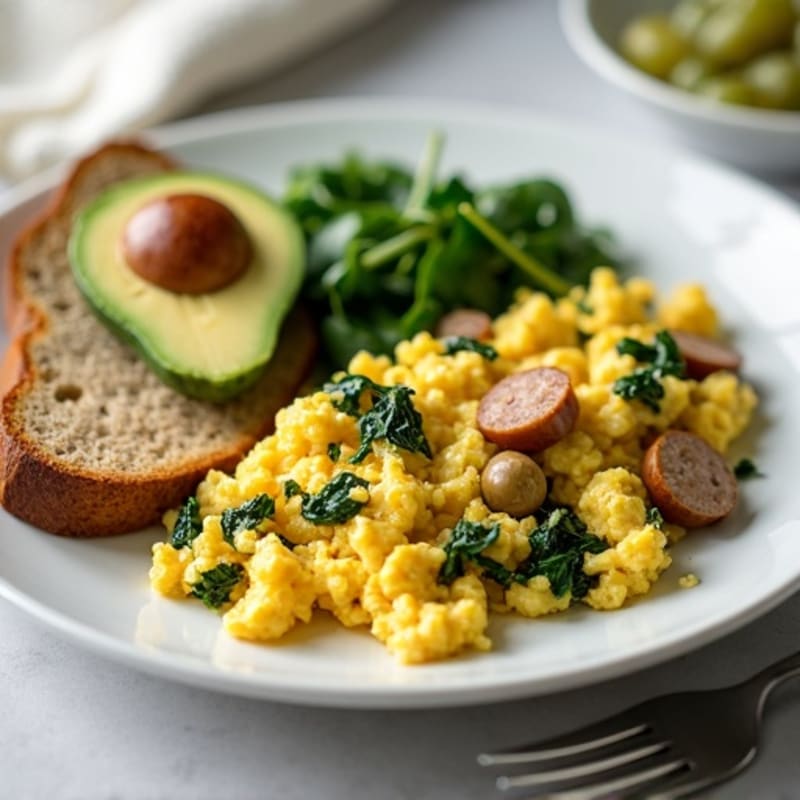 Egg White and Turkey Sausage Scramble with Spinach