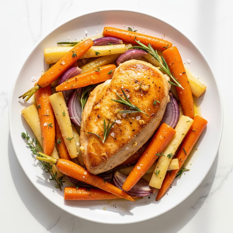 Garlic Herb Roasted Chicken with Root Vegetables