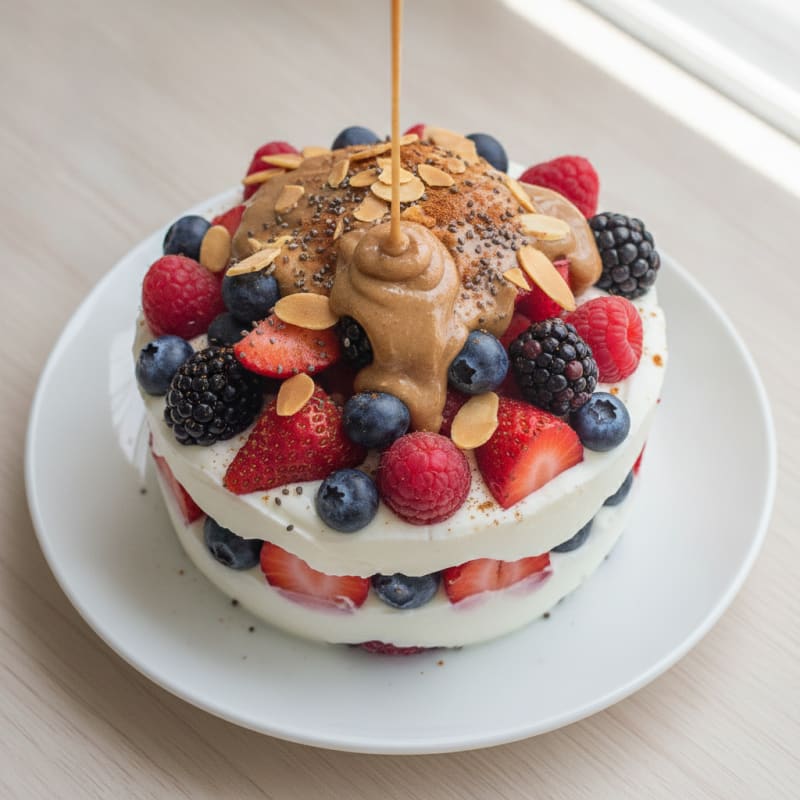 Creamy Greek Yogurt Parfait with Mixed Berries and Almond Butter