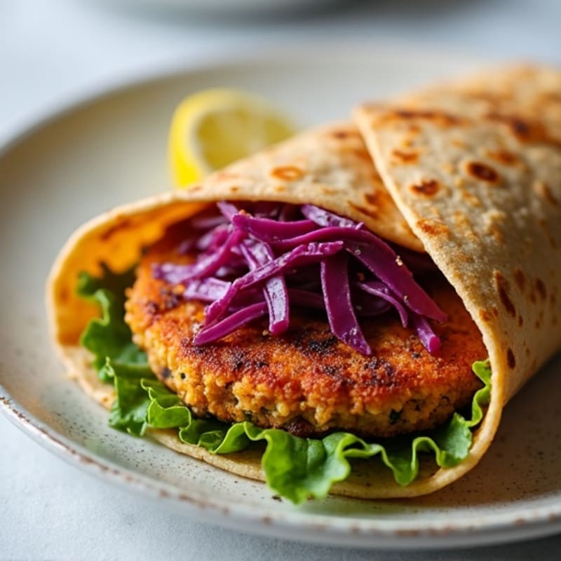 Crispy Veggie Burger Wrap with Zesty Slaw