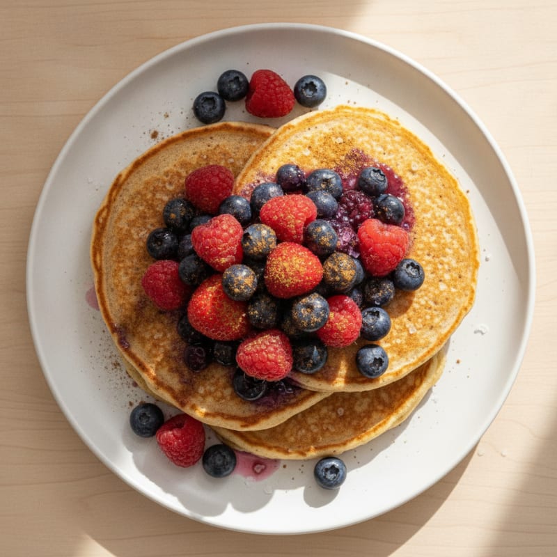 Fluffy Protein Pancakes with Berries