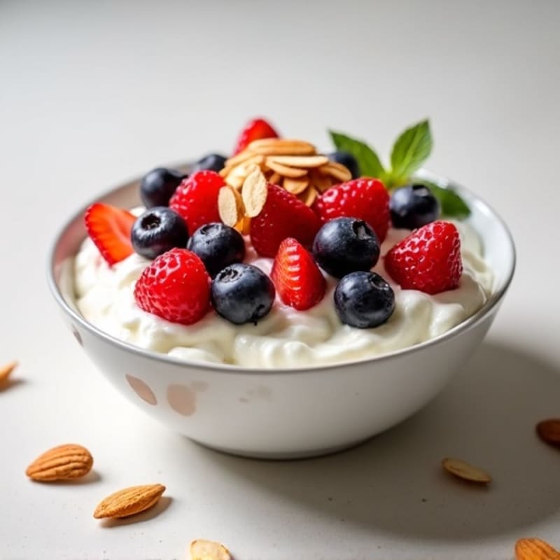 Creamy Greek Yogurt with Fresh Berries and Crunchy Almonds