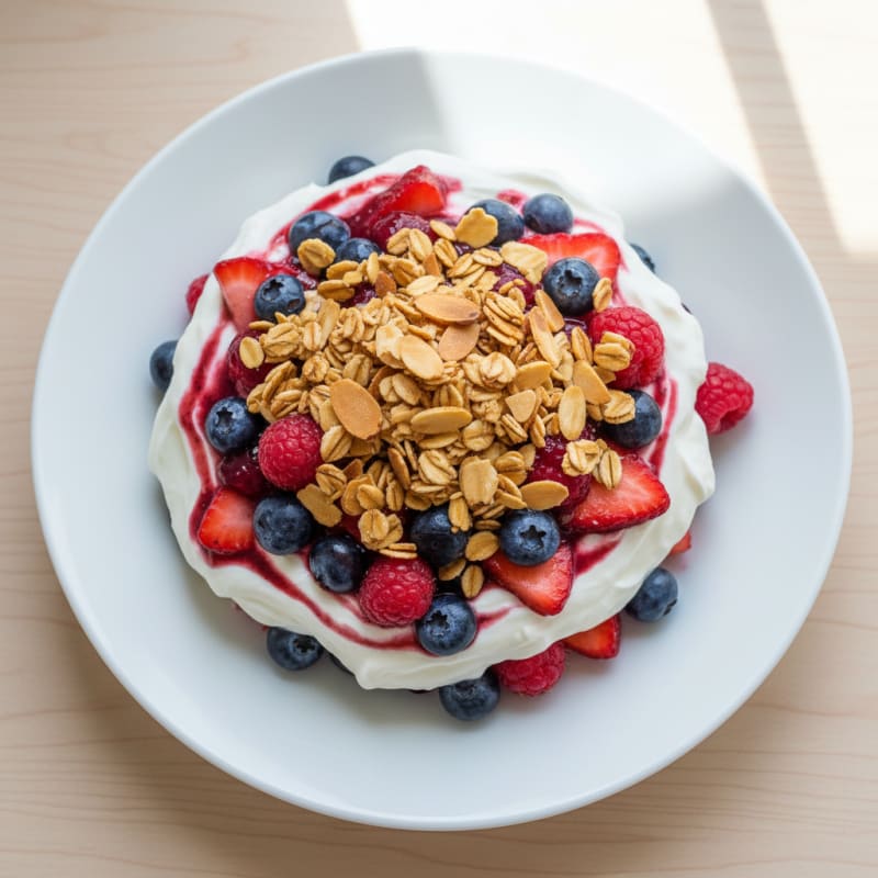 Greek Yogurt Protein Parfait with Mixed Berries