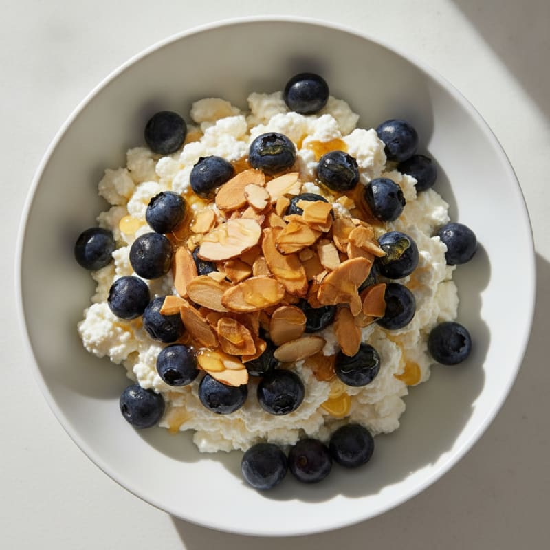 Cottage Cheese and Berry Parfait with Toasted Almonds