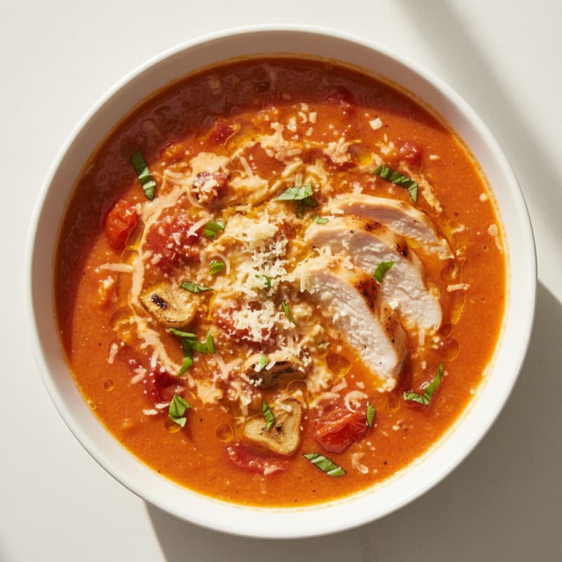 Roasted Tomato Basil Soup with Parmesan