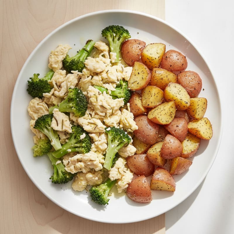 Egg White and Chicken Scramble with Roasted Potatoes