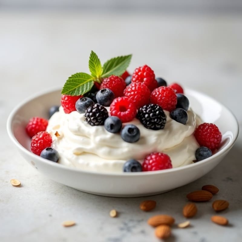 Creamy High-Protein Greek Yogurt with Fresh Berries and Crunchy Almonds