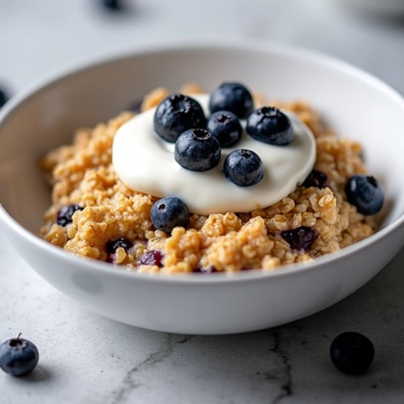 Creamy Blueberry Baked Oats with Greek Yogurt
