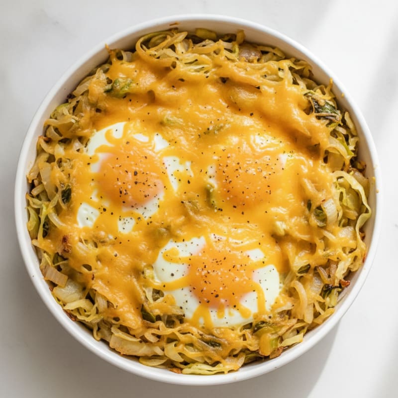 Cheesy Cabbage and Egg Skillet