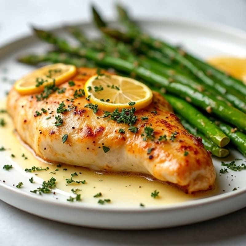 Lemon Herb Roasted Chicken with Crispy Roasted Asparagus