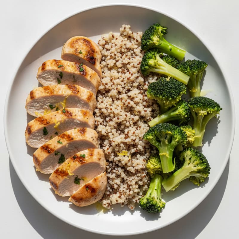 Grilled Turkey Breast with Quinoa and Steamed Broccoli