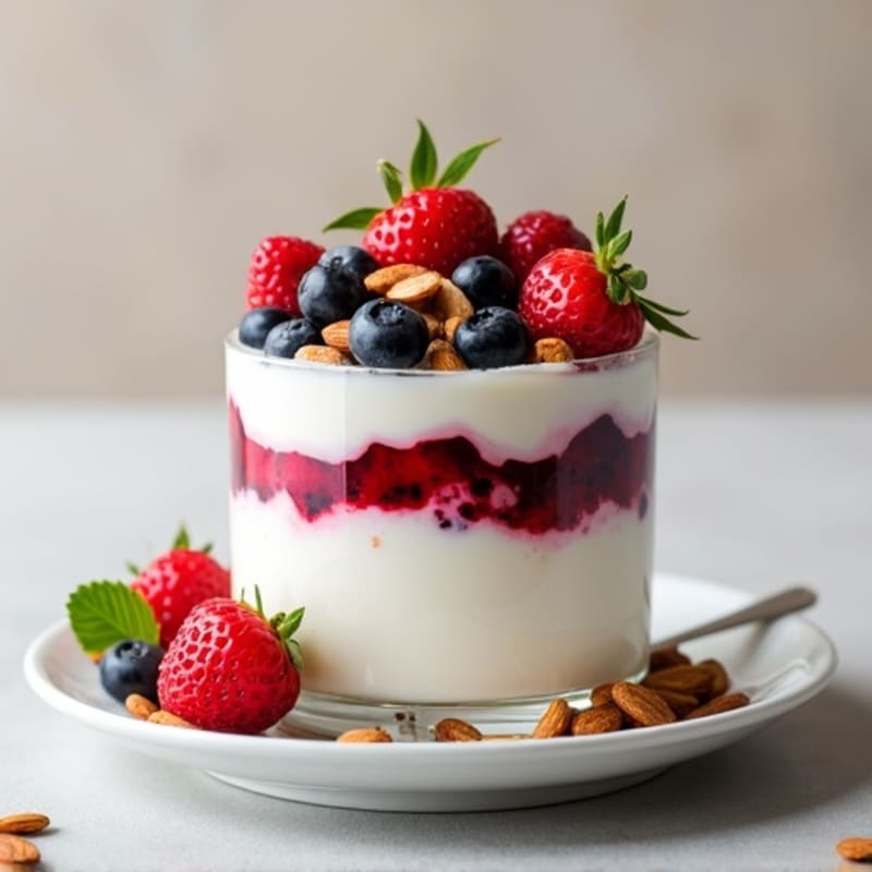 Greek Yogurt Protein Parfait with Mixed Berries and Almonds