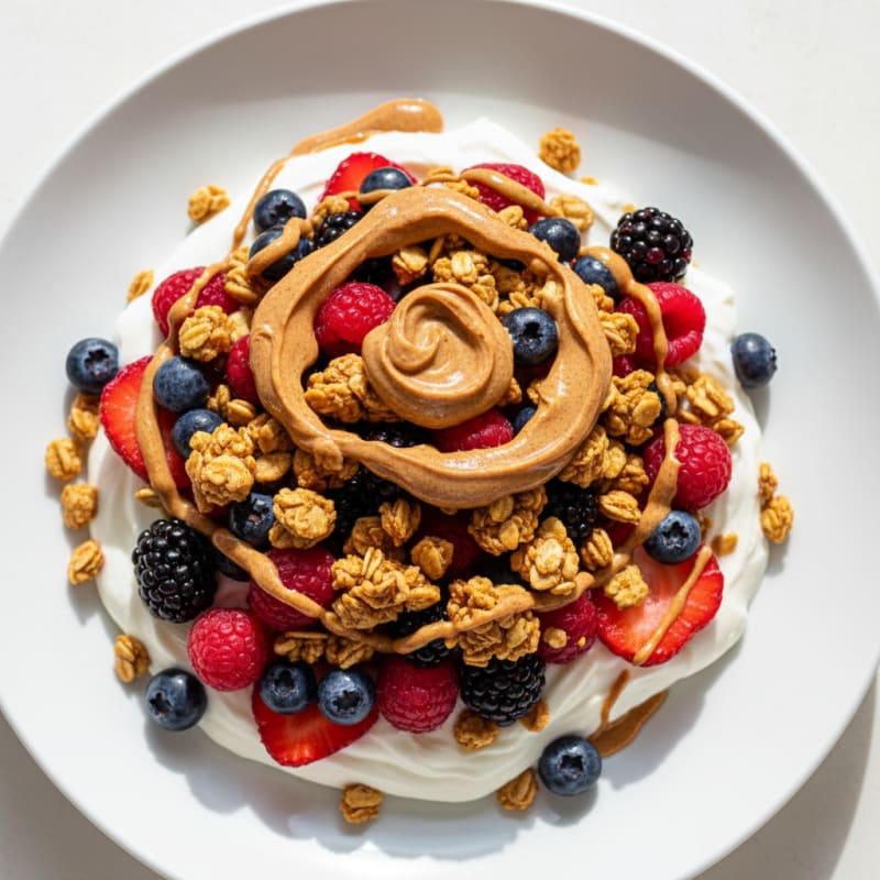 Greek Yogurt Parfait with Mixed Berries and Almond Butter