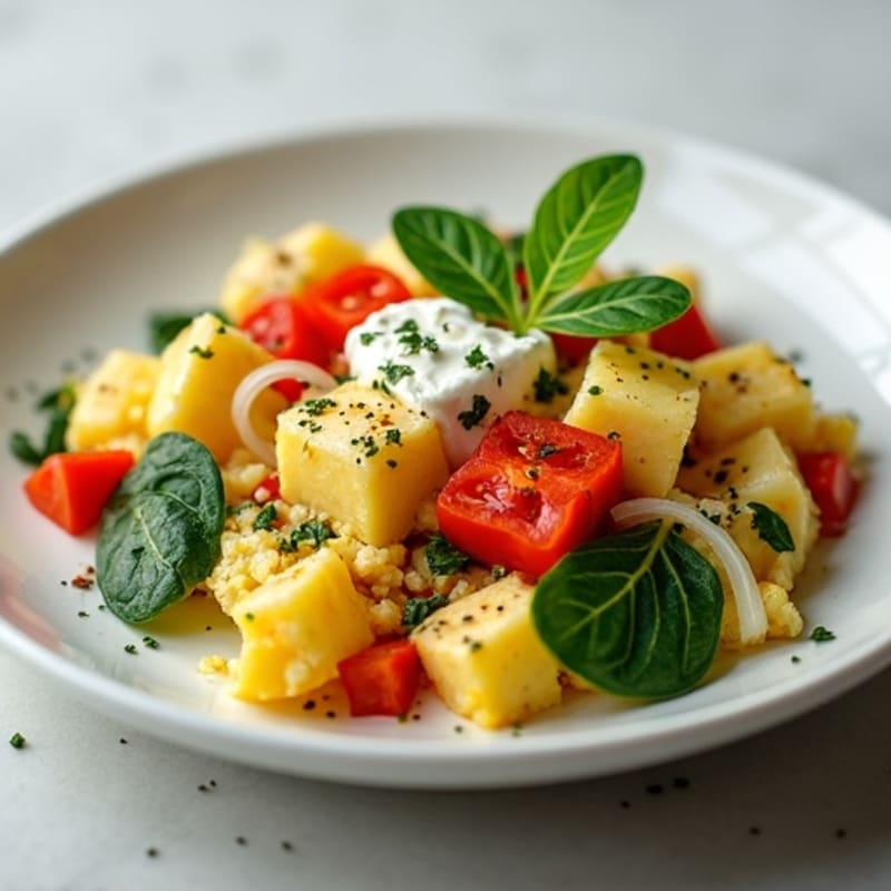 Egg White Veggie Scramble with Cottage Cheese and Spinach