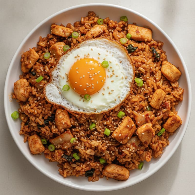 Protein-Packed Kimchi Fried Rice with Fried Egg