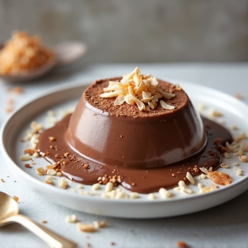 Chocolate Protein Pudding with Toasted Coconut
