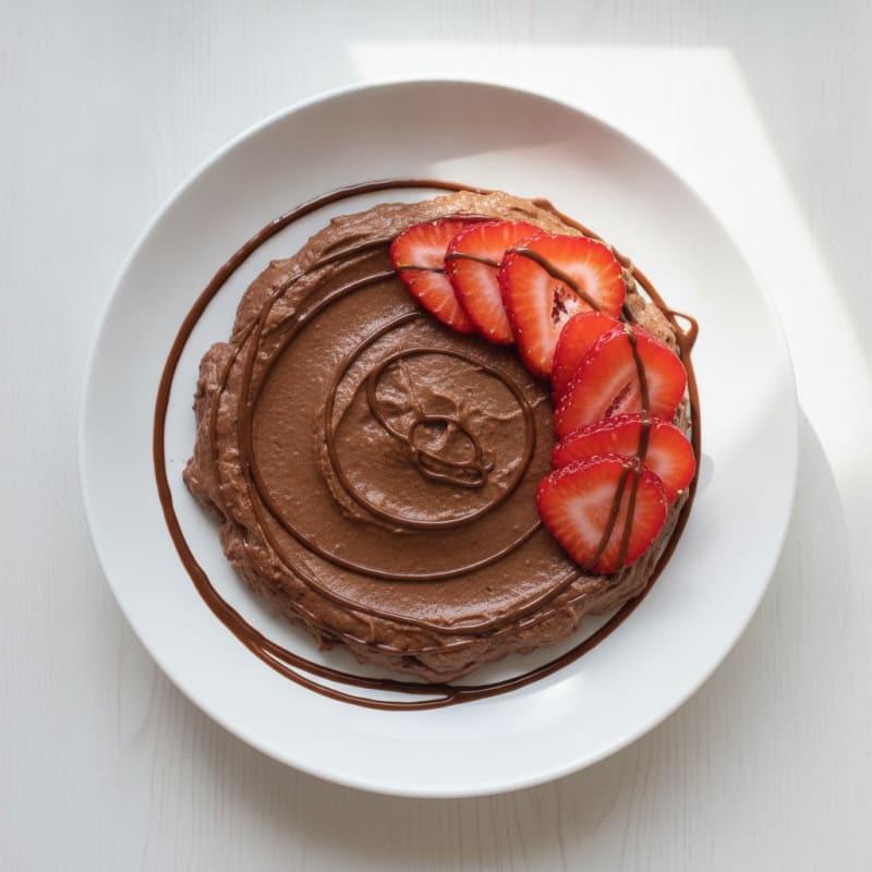 Silky Chocolate Protein Pudding with Sliced Strawberries