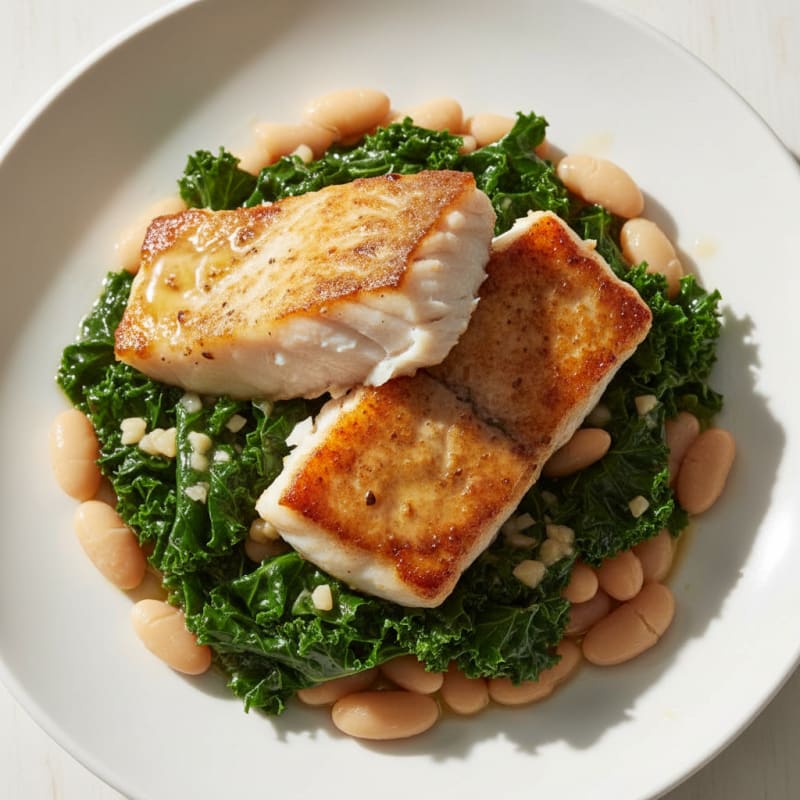Pan-Seared Rock Cod with Braised Greens