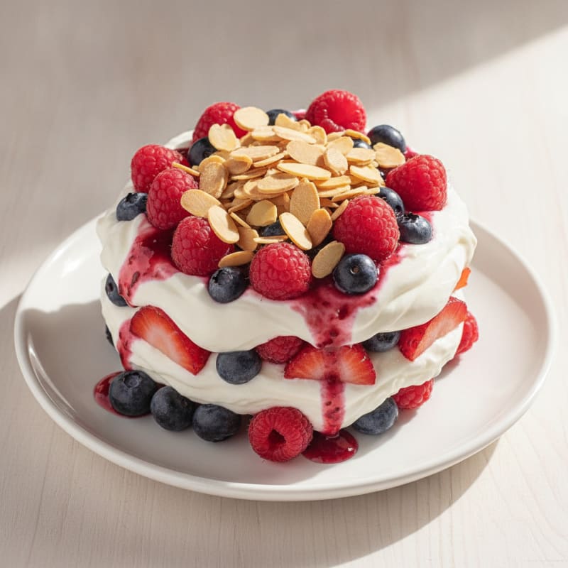 Greek Yogurt Protein Parfait with Mixed Berries and Almonds