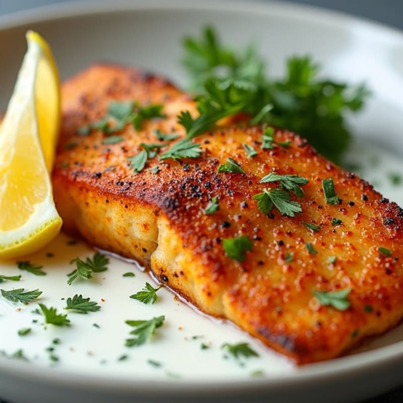 Crispy Blackened Catfish with Lemon-Herb Sauce