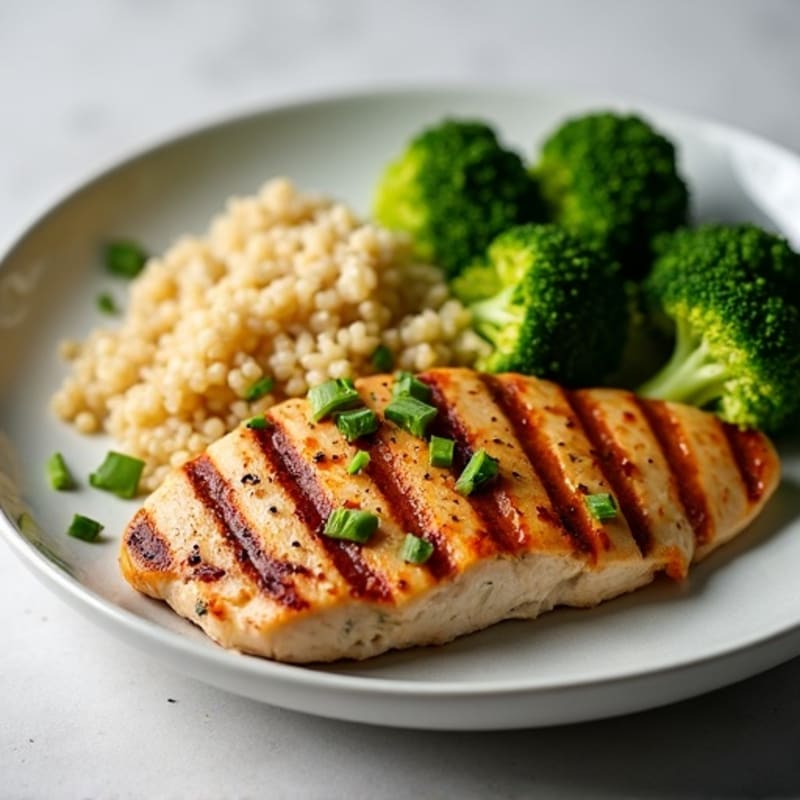 Grilled Chicken Breast with Quinoa and Steamed Broccoli