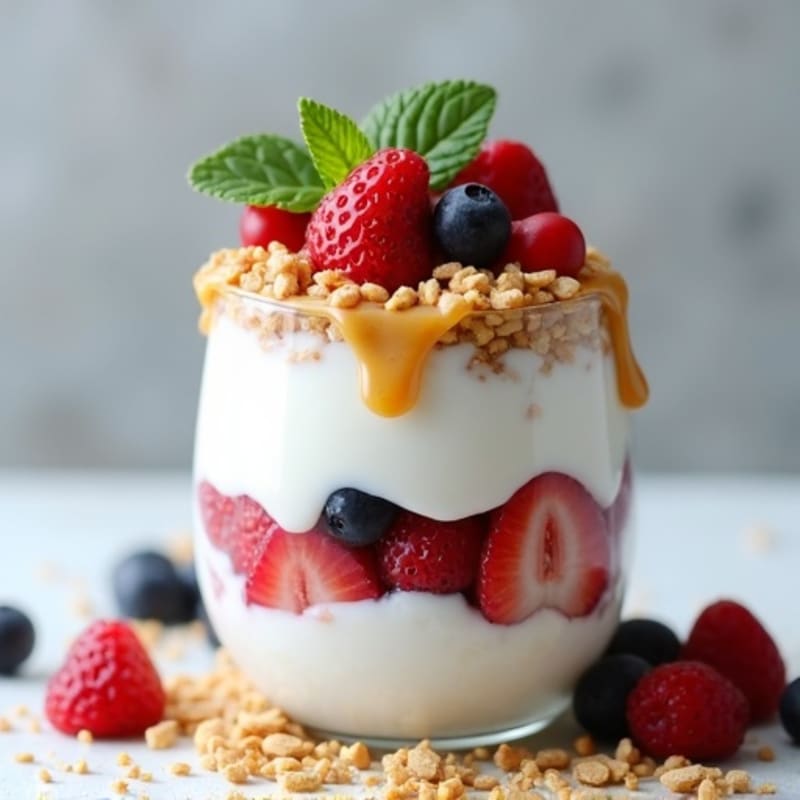 Creamy Greek Yogurt Parfait with Almond Butter and Berries