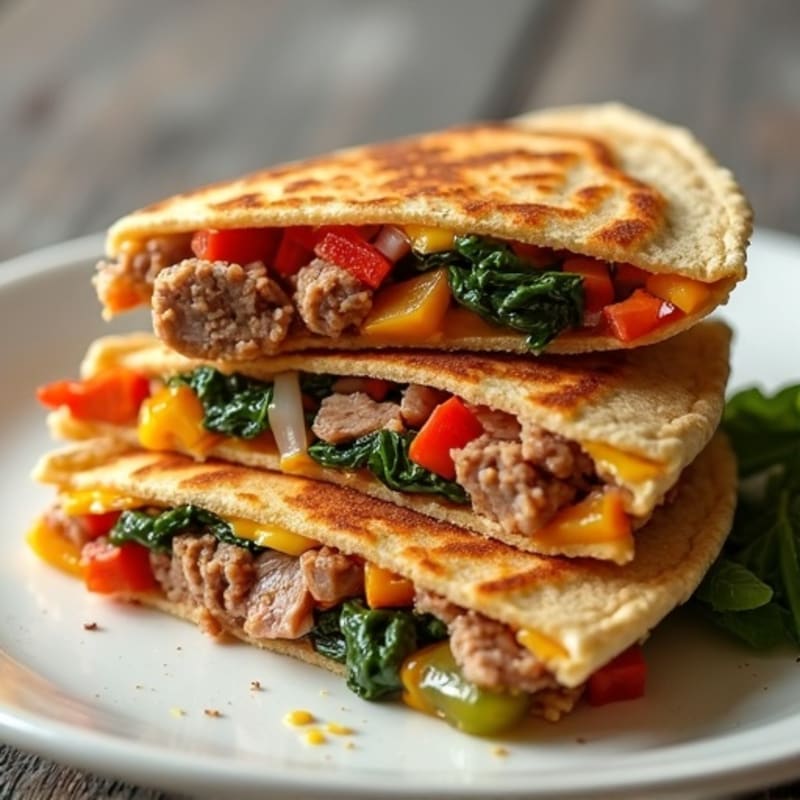 Crispy Whole Wheat Steak and Veggie Quesadillas