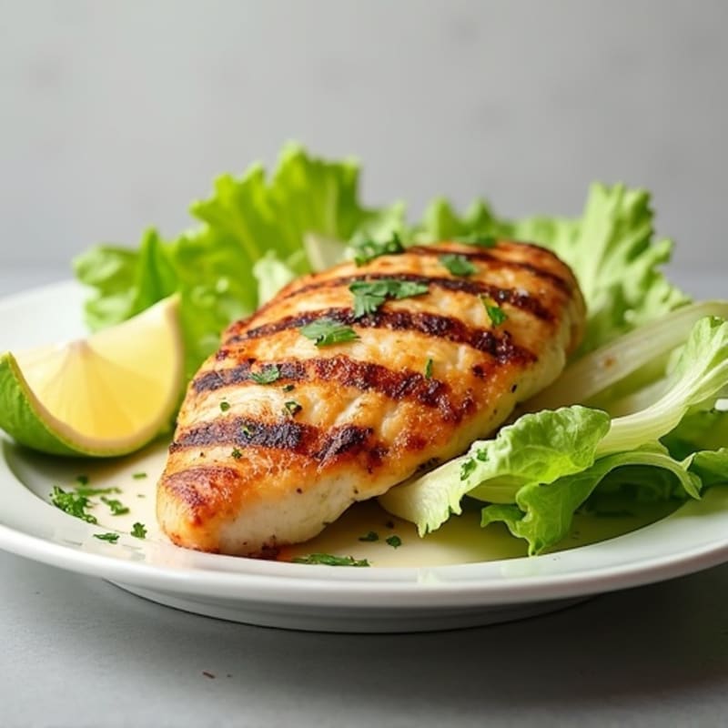 Grilled Chicken with Creamy Caesar Dressing and Crispy Romaine