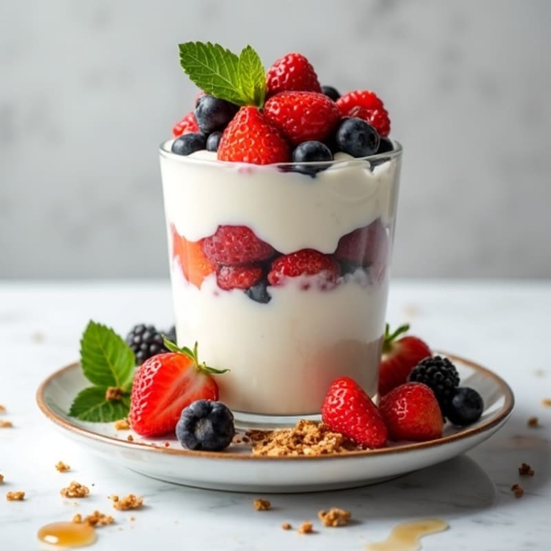 Creamy Greek Yogurt Parfait with Fresh Berries and Crunchy Granola