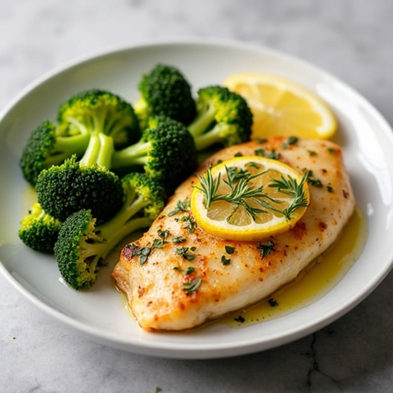 Lemon Herb Baked Chicken Breast with Roasted Broccoli