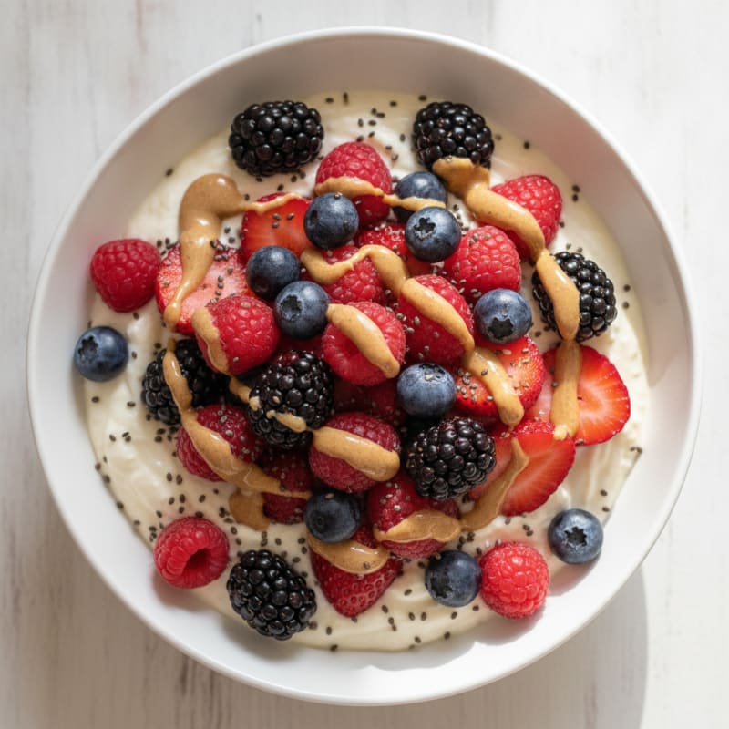 Silky Greek Yogurt Protein Pudding with Berries