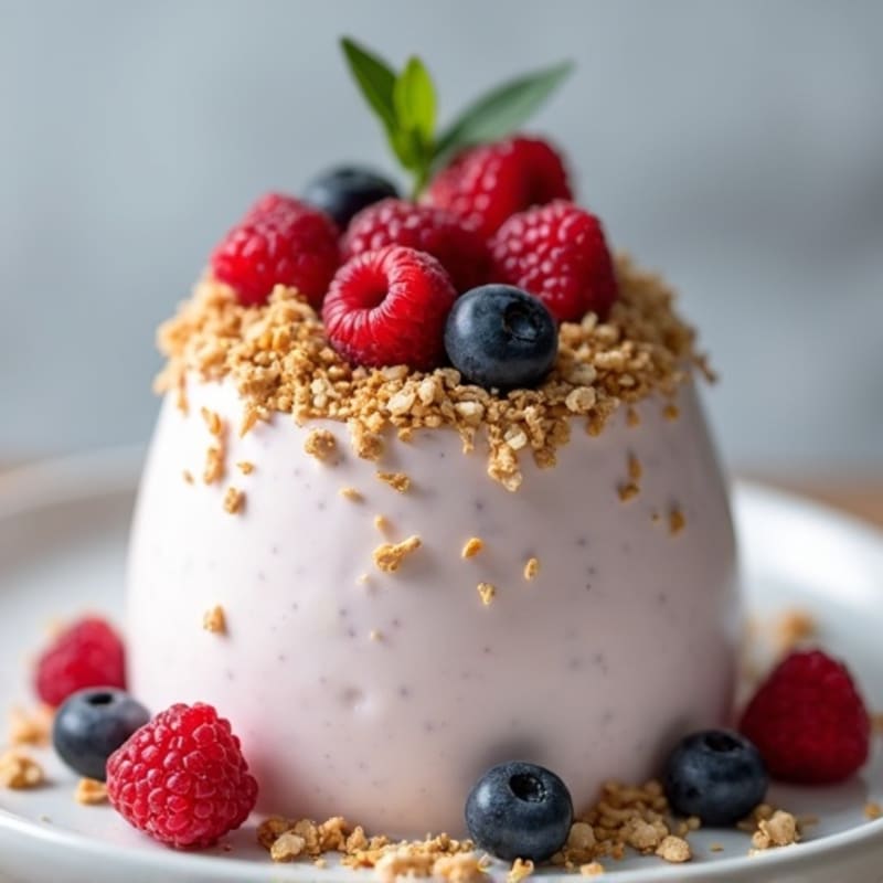 Greek Yogurt Protein Mousse with Mixed Berries