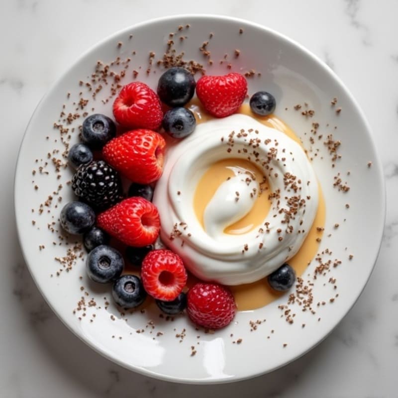 Silky Vanilla Protein Yogurt with Chia and Berries